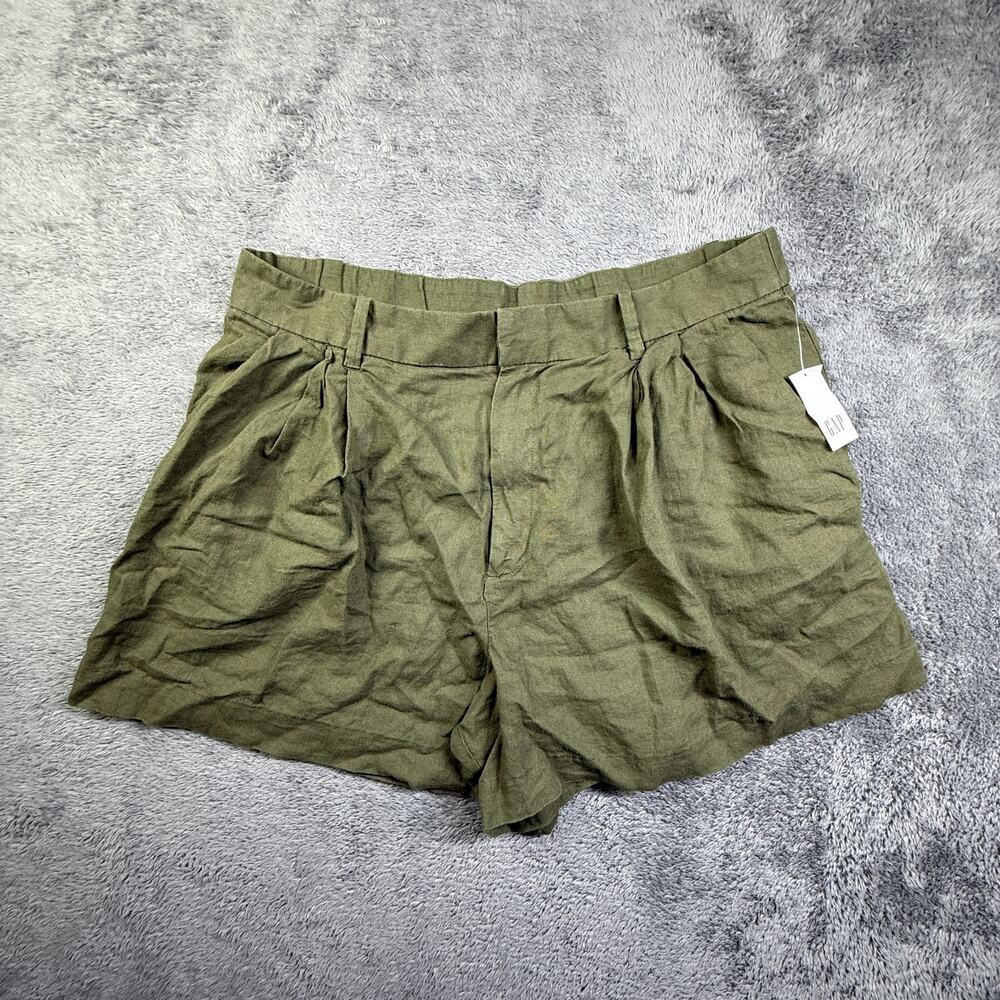 GAP Womens Linen Blend Shorts NEW High Rise Green XL Beachy Boho Casual